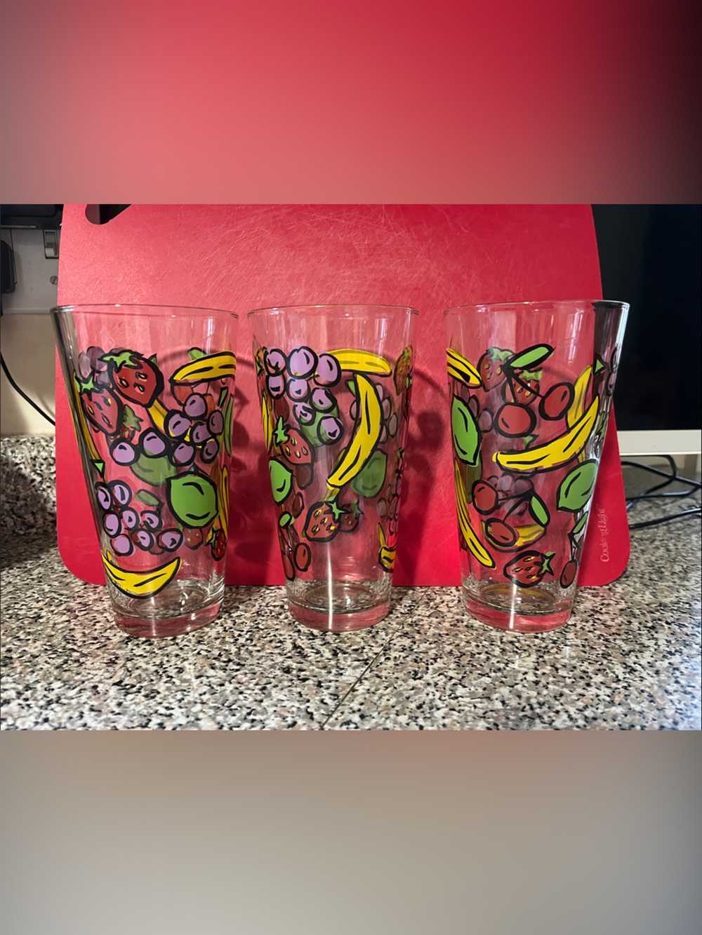 Source Unknown Fruit Pattern 16 Oz. Glasses